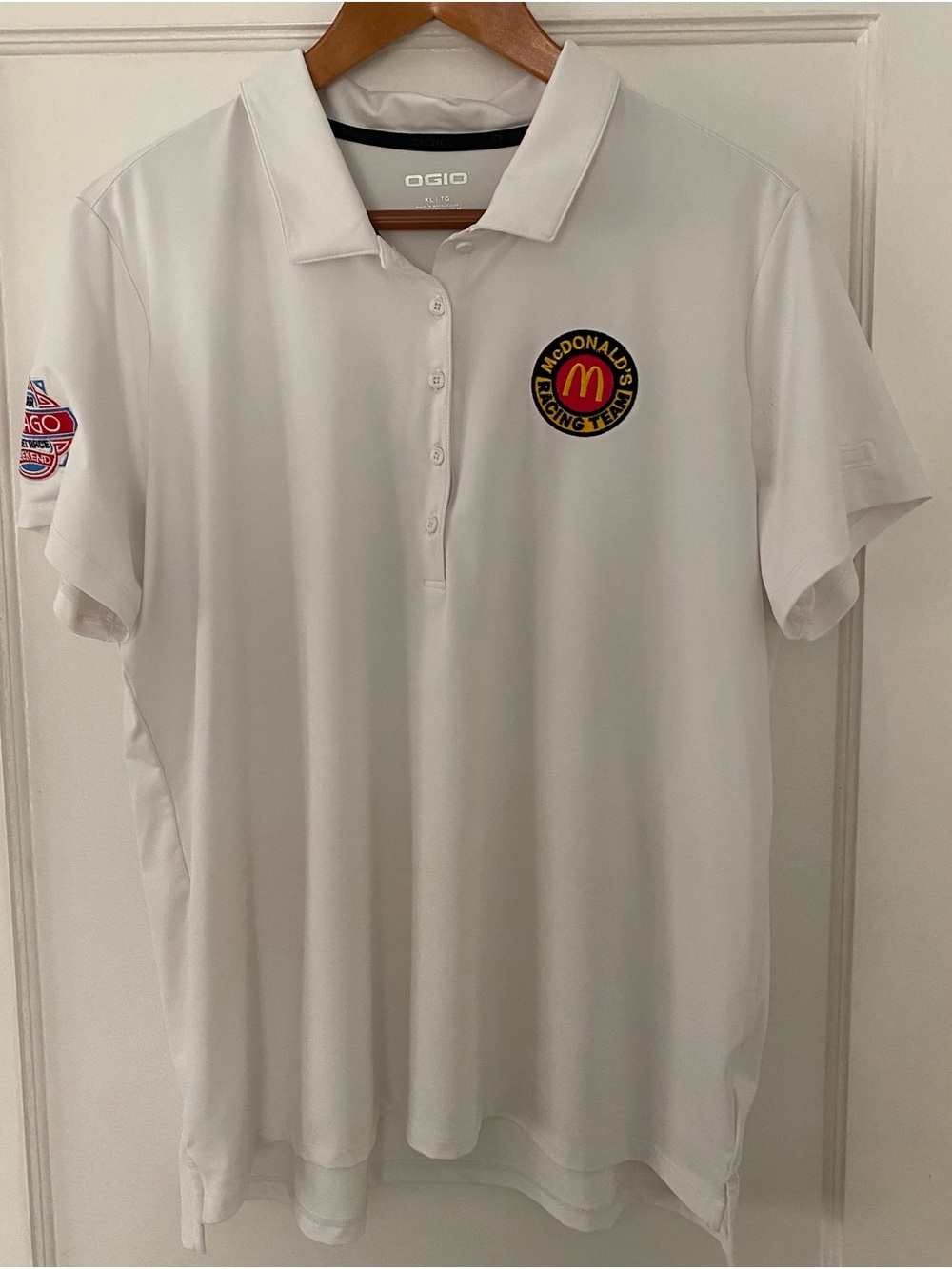 OGIO White Polo with McDonald's Racing Team Patch